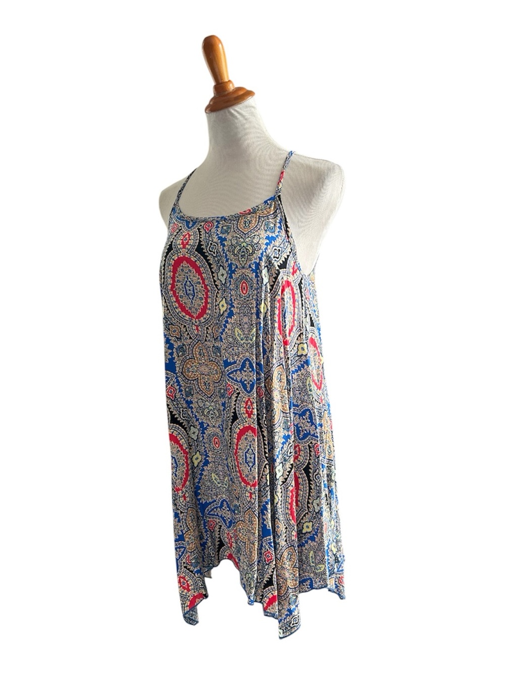 Stoosh Blue Paisley Print Sundress with Red and Cream Accents